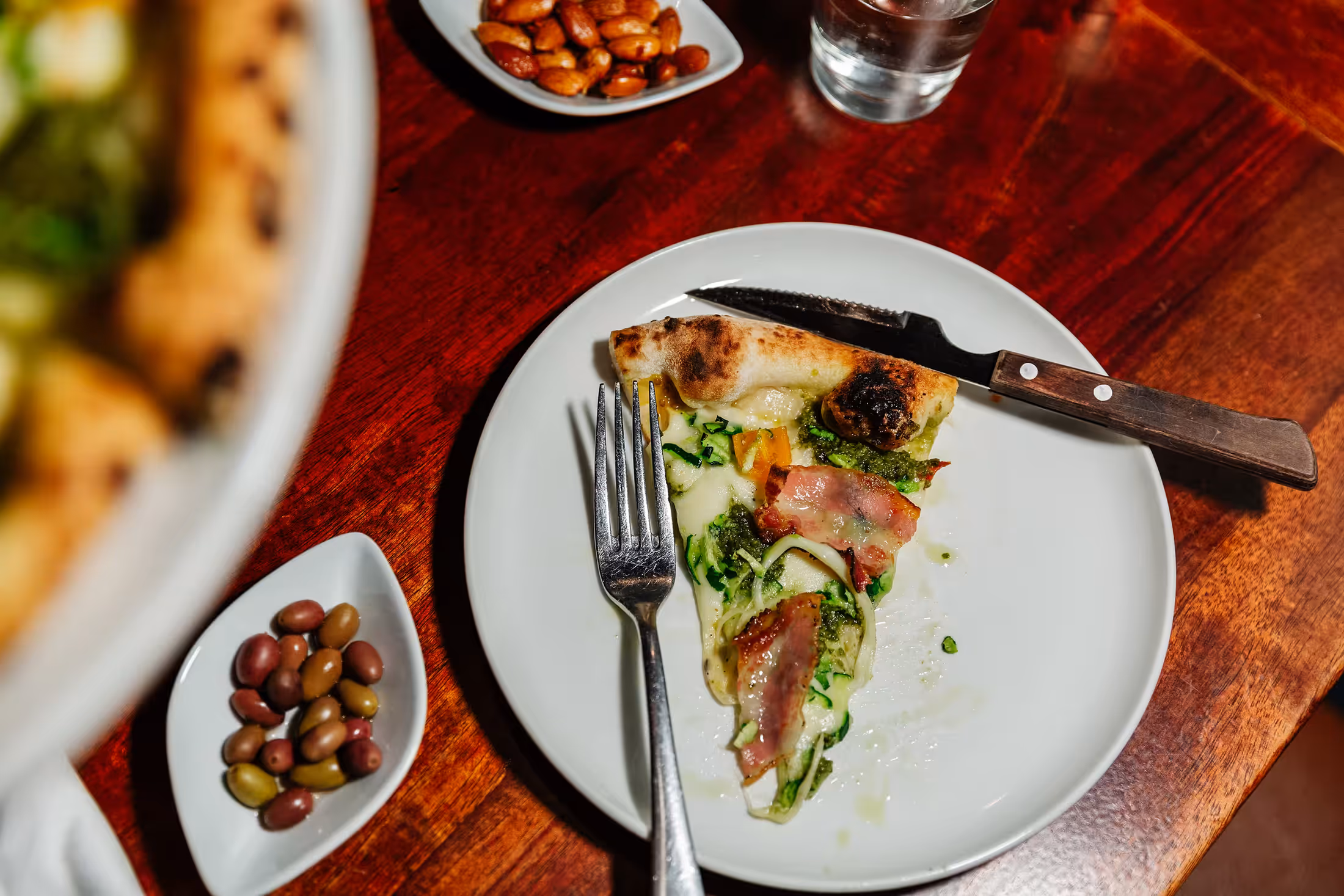 Close-up pizza with fresh toppings